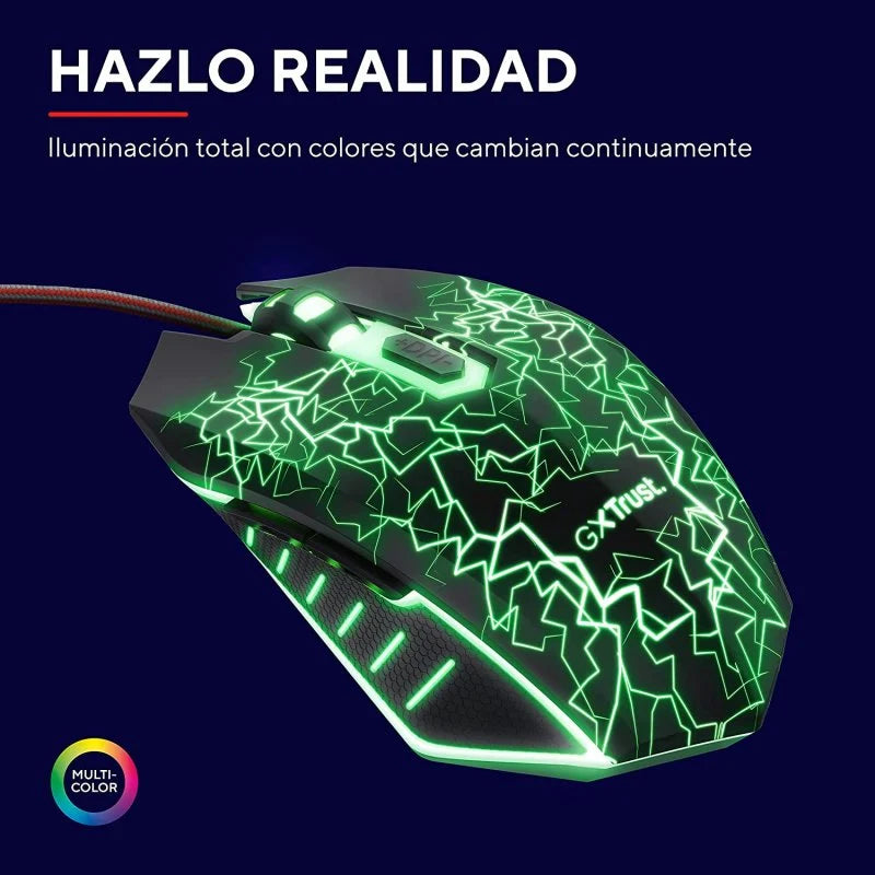Pack Gaming Trust Gaming GXT 783X/ Ratón Óptico + Alfombrilla