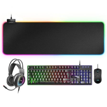 Pack Gaming Mars Gaming MCPEX/ Teclado H-MECH + Ratón Óptico + Auriculares con Micrófono + Alfombrilla Precio Especial BNI