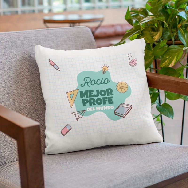 Cojín Personalizado 40 x 40 Mejor Profe del Mundo