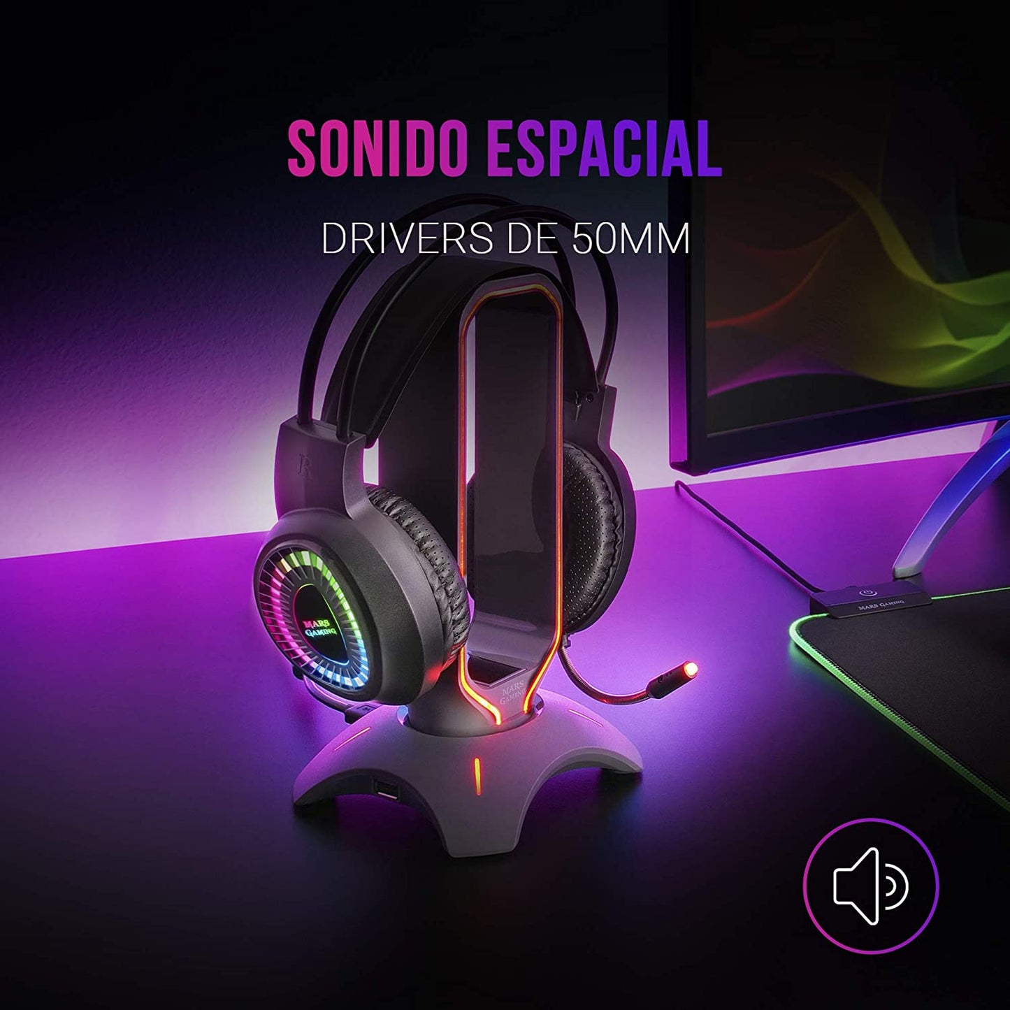 Auriculares Gaming con Micrófono Mars Gaming MH220/ Jack 3.5/ USB 2.0/ Negros