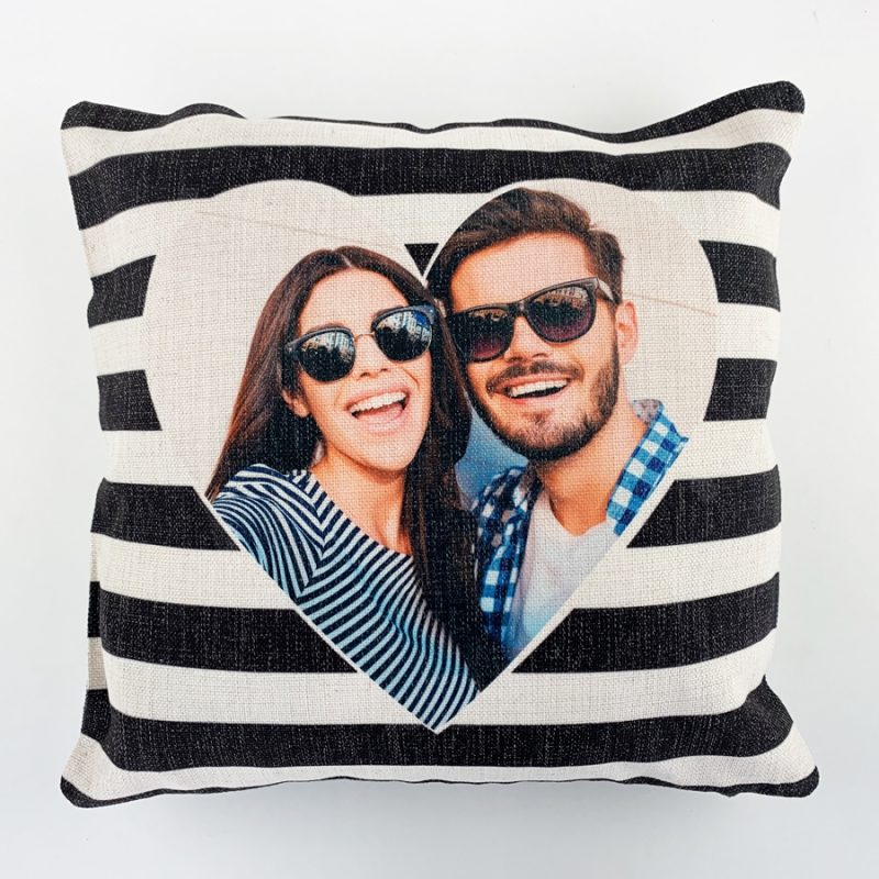 Cojín Corazón a rayas 40 x 40 Impresión a 2 caras