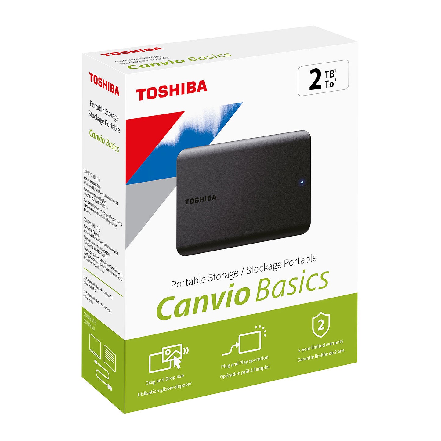 Disco Duro Externo Toshiba 2TB Canvio Basics 2022 2.5"/ USB 3.2