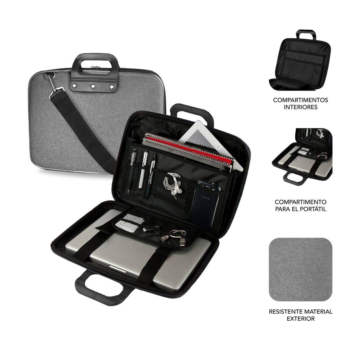 Maletín Subblim EVA Laptop Bag PL para Portátiles hasta 15.6"/ Cinta para Trolley/ Gris