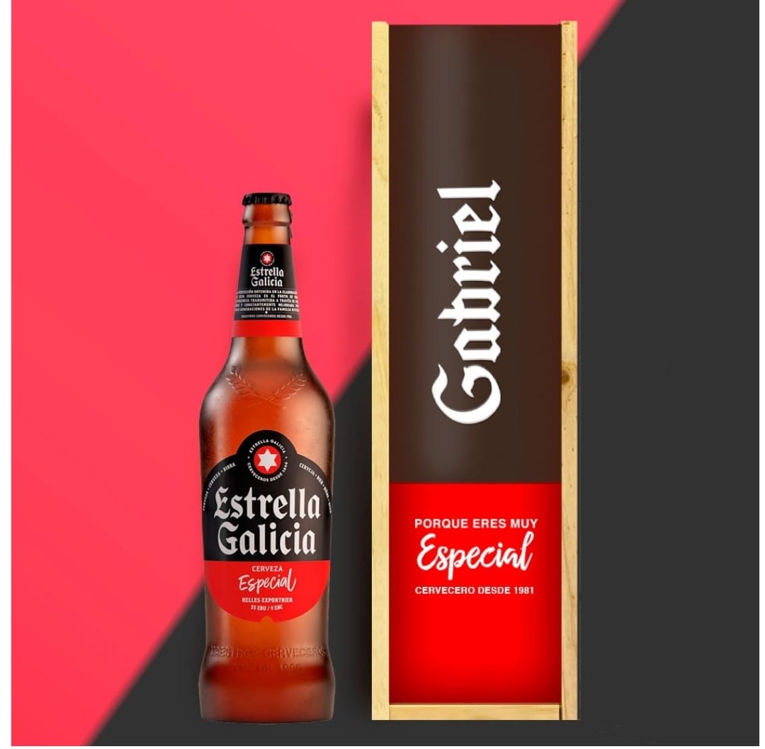 Caja Regalo Cerveza Personalizada Estrella Galicia Especial 66 cl.