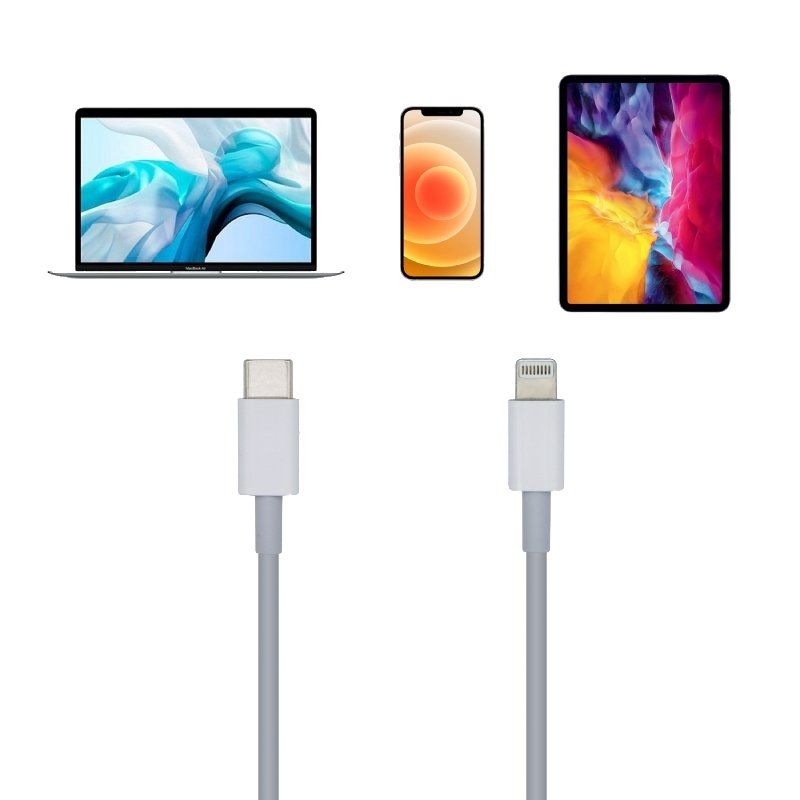 Cable Lightning Aisens A102-0442/ Lightning Macho - USB Tipo-C Macho/ 1m/ Blanco