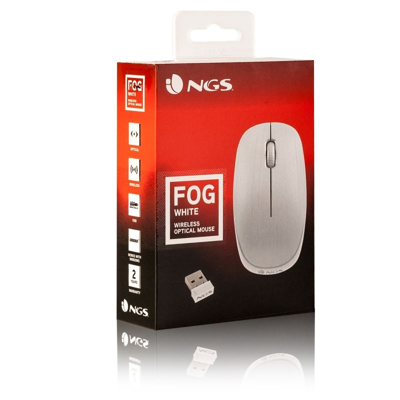 Ratón Inalámbrico NGS Fog/ Hasta 1200 DPI/ Blanco