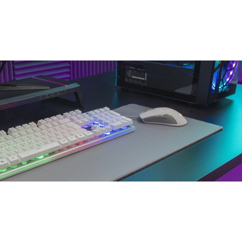 Pack Gaming Mars Gaming MCPX/ Teclado H-MECH + Ratón Óptico + Alfombrilla/ Blanco