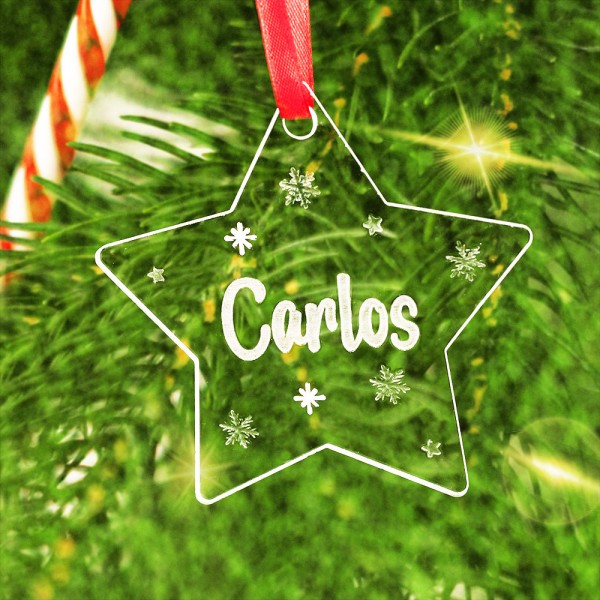 Bola de Navidad Personalizada Transparente Estrella