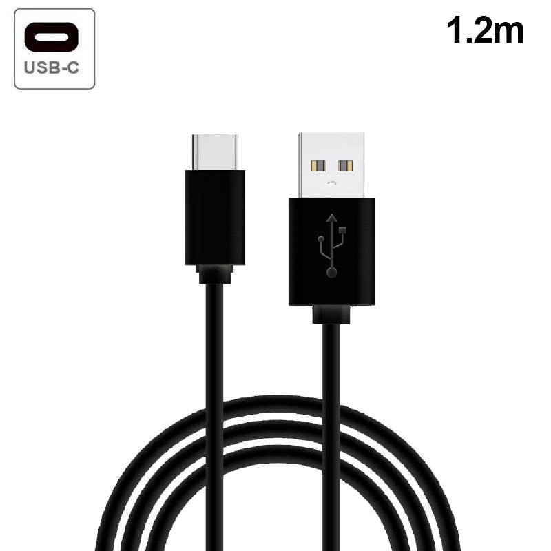 Cable USB Compatible COOL Universal TIPO-C (1.2 metros) Negro 2.4 Amp