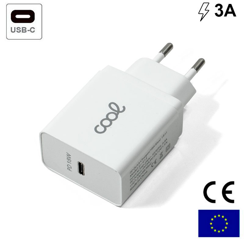 Cargador Red Universal Fast Charger (PD) Entrada Tipo-C COOL 3 Amp (18W) Blanco