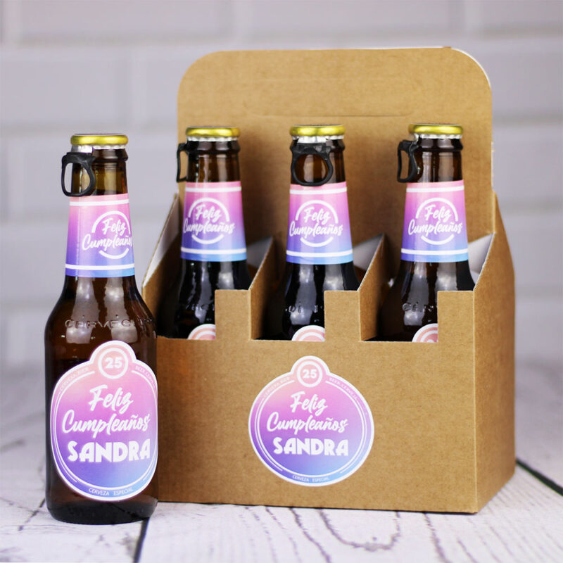 Pack 6 cervezas personalizadas Feliz Cumpleaños Chill Out