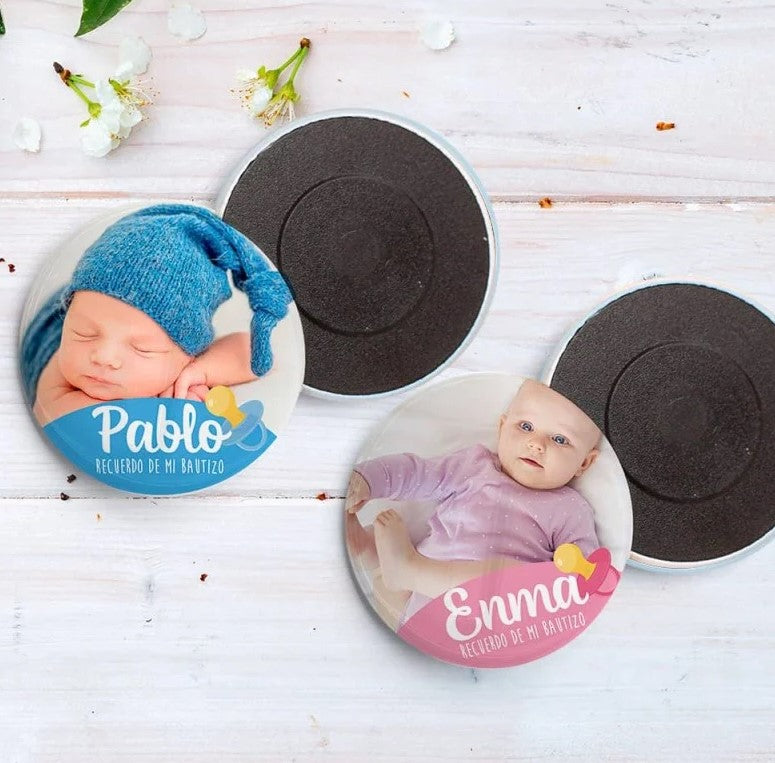 Chapa Imán Personalizada con Foto Bautizo