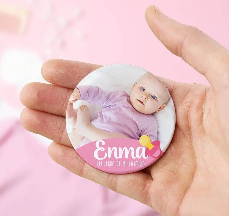 Chapa Imán Personalizada con Foto Bautizo