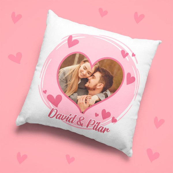Cojín para Enamorados con Foto y Nombres 40 x 40