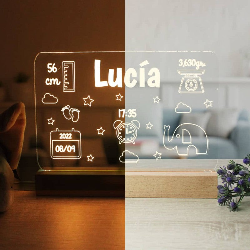 Lámpara Led Personalizada Recién Nacidos