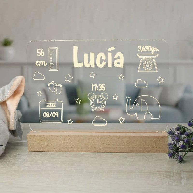 Lámpara Led Personalizada Recién Nacidos