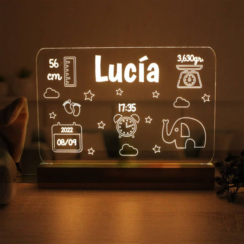 Lámpara Led Personalizada Recién Nacidos