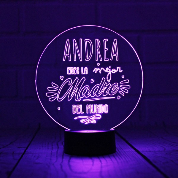 Lámpara Personalizada Mejor Madre del Mundo