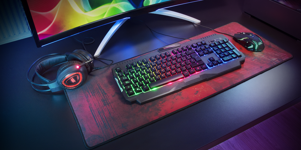 Pack Gaming Mars Gaming MCPRGB2/ Teclado RGB + Ratón Óptico + Alfombrilla XXL + Auriculares