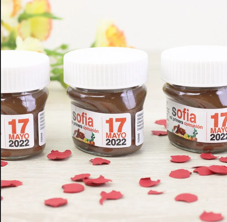 Bote Mini Nutella con Nombre y Fecha Comunión
