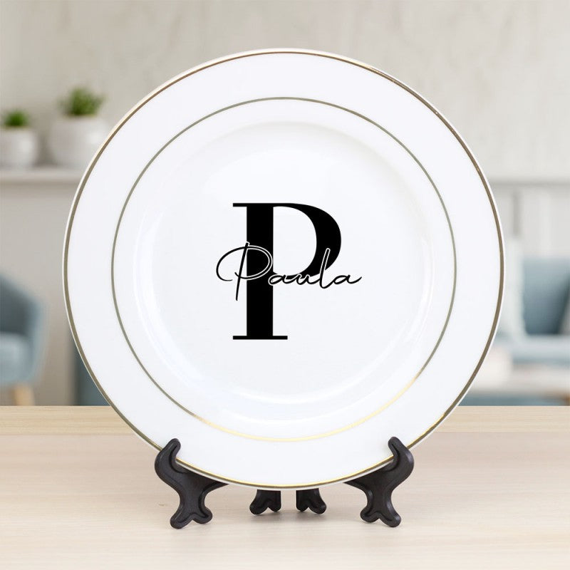 Plato Personalizado con Nombre e Inicial
