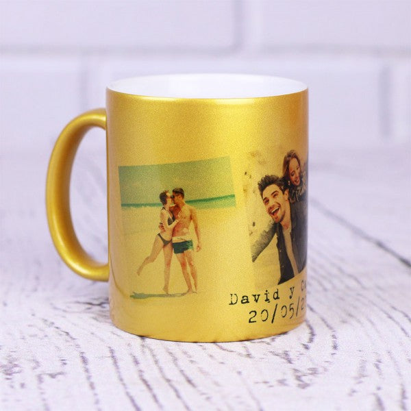Taza Personalizada Dorada con Fotos y Nombres