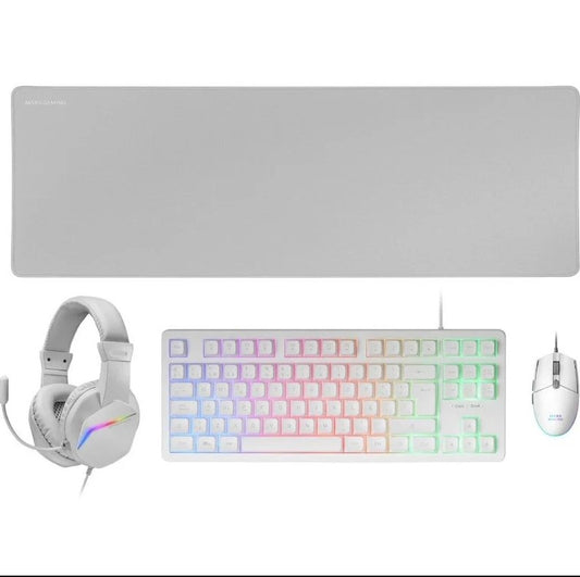 Pack Gaming Mars Gaming MCP-RGB3W/ Teclado RGB + Ratón Óptico + Alfombrilla XXL + Auriculares