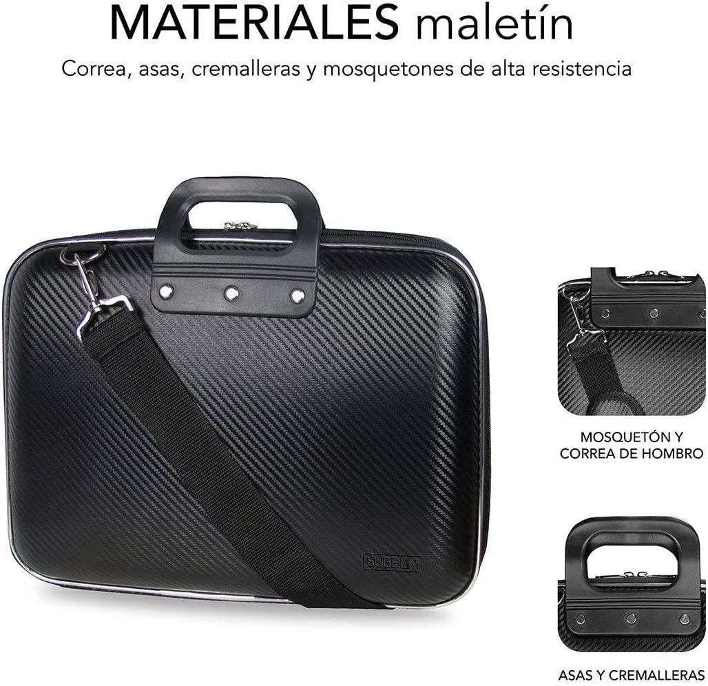 Maletín Subblim Eva Carbon para Portátiles hasta 13.3"/ Semi Rígido/ Negro