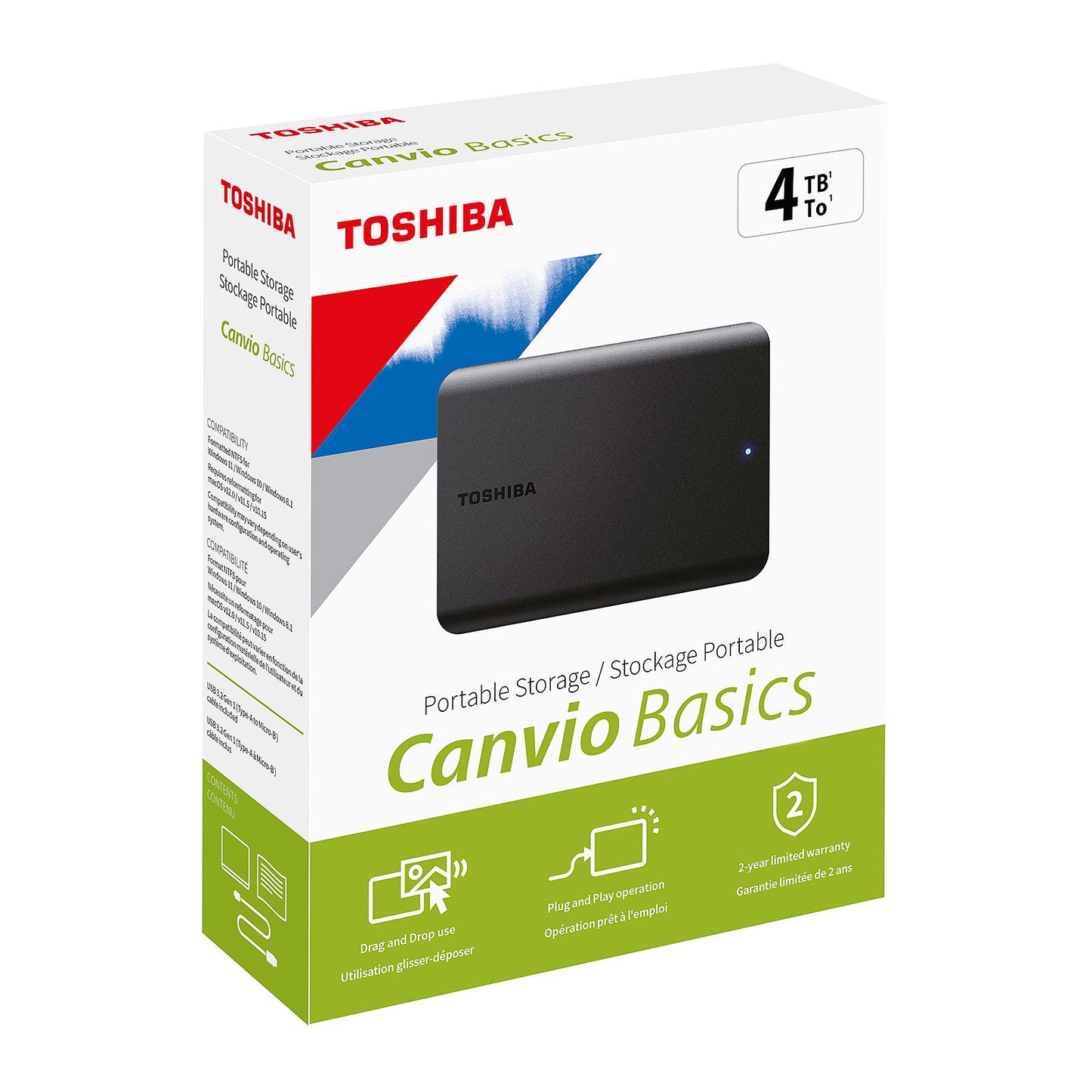 Disco Duro Externo Toshiba 4TB Canvio Basics 2022 2.5"/ USB 3.2