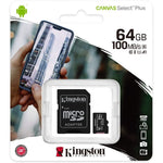 Tarjeta de Memoria Kingston CANVAS Select Plus 64GB microSD XC con Adaptador/ Clase 10/ 100MBs