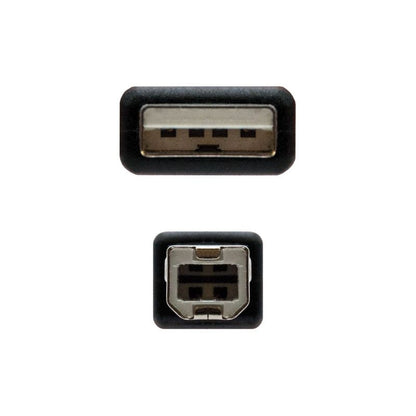 Cable USB 2.0 Impresora Nanocable 10.01.0103-BK/ USB Macho - USB Macho/ 1.8m/ Negro