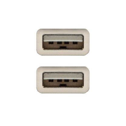 Cable USB 2.0 Nanocable 10.01.0302/ USB Macho - USB Macho/ 1m/ Beige