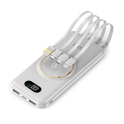 Batería Externa Universal Power Bank 10.000 mAh + Qi Carga Inalámbrica (4 conexiones)