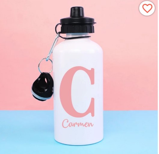 Botella Térmica Personalizada 500 ml. con Inicial y Nombre en color Rosa