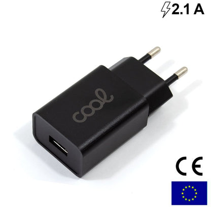 Cargador Red Universal Entrada 1 x USB COOL 2.1 Amperios Negro