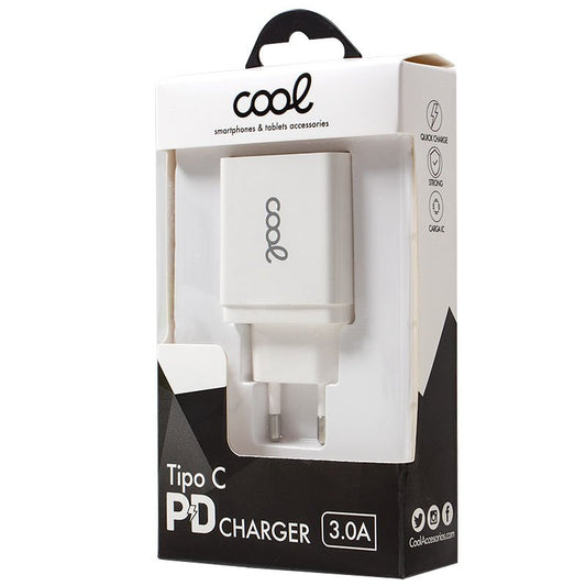 Cargador Red Universal Fast Charger (PD) Entrada Tipo-C COOL 3 Amp (18W) Blanco