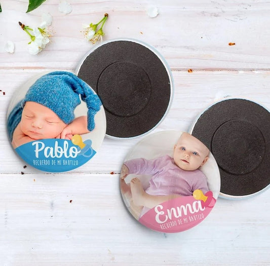 Chapa Imán Personalizada con Foto Bautizo