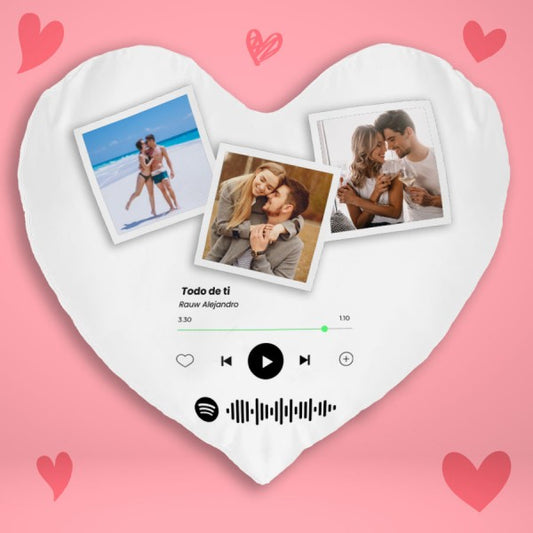 Cojín forma de corazón con Fotos y Canción