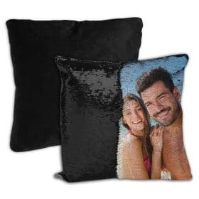 Cojín personalizado lentejuelas reversible 40 x 40 color negro