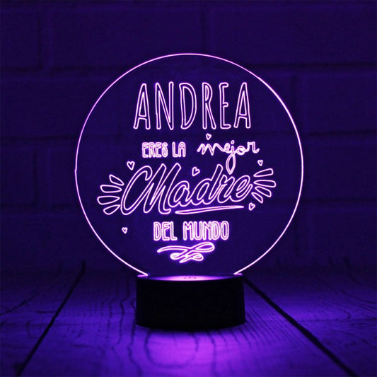 Lámpara Personalizada Mejor Madre del Mundo