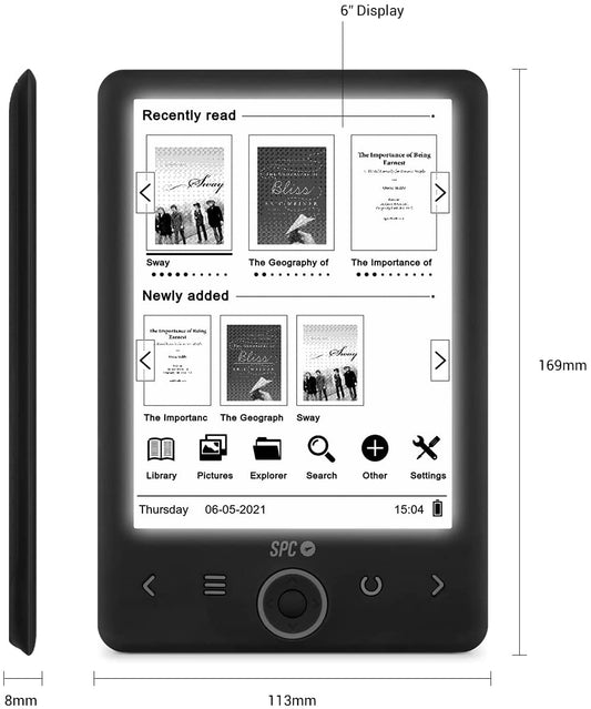 Libro electrónico SPC Dickens Light 2/ 6"/ tinta electrónica/ Negro